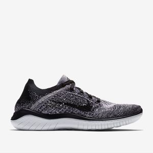 Women's Nike Free RN Flyknit 2018 running shoes black/white sz 6.5